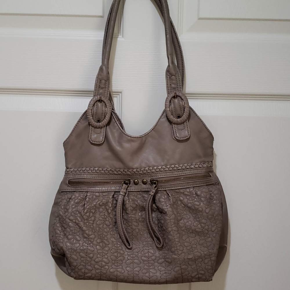 Braided accents and stitching detail handbag
